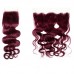 Body Wave #99J Virgin Human Hair 4x4 13x4 Transparent Lace Closure/Frontal